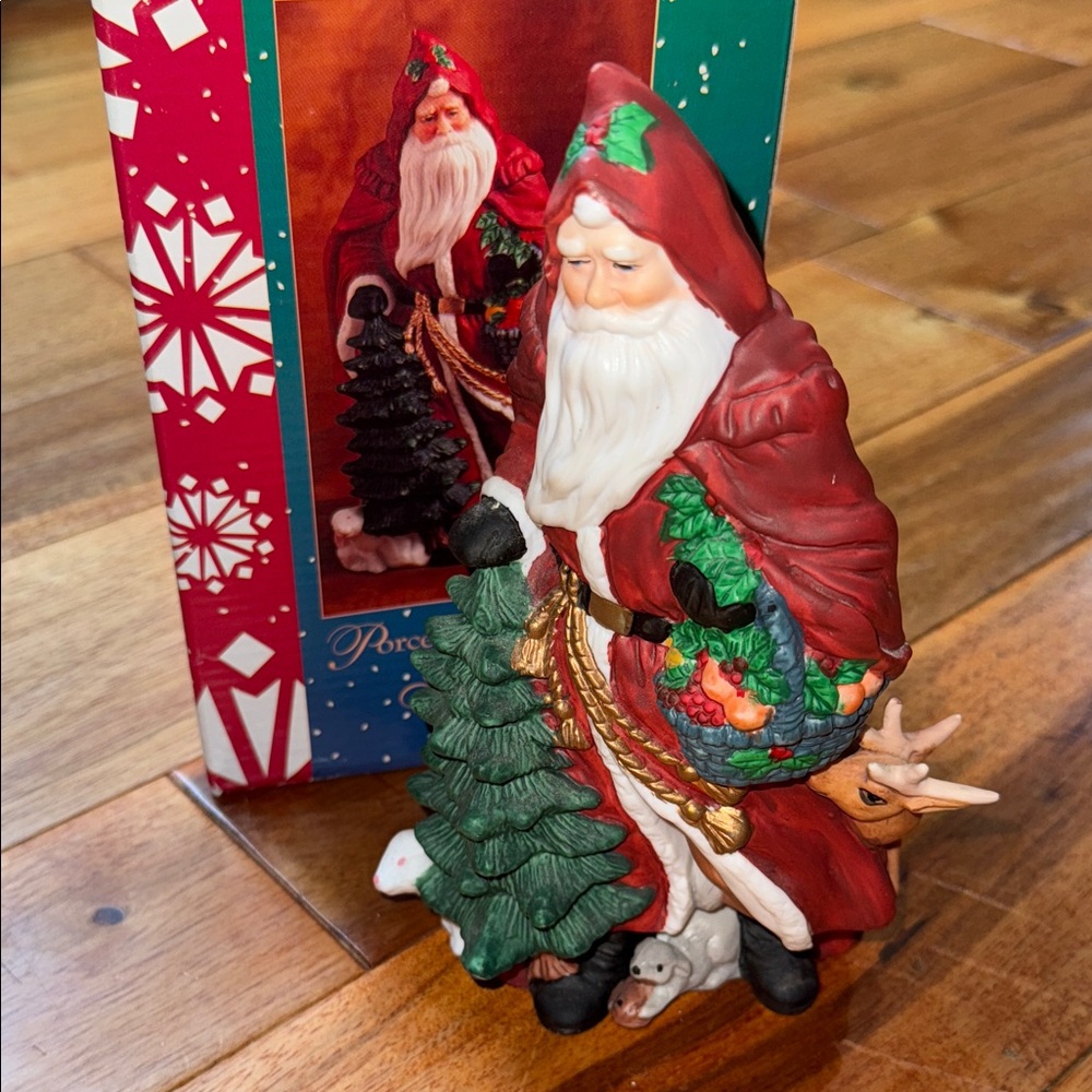 Traditions Santa Figurine with Tree and Forest Friends